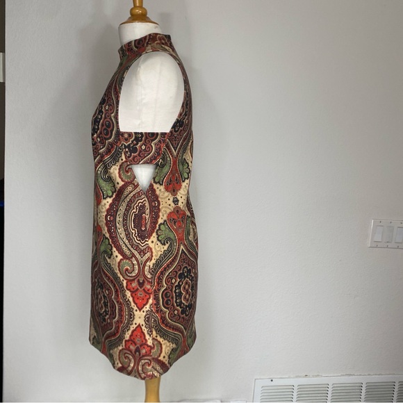 Fashion Union Women's Tan Paisley Faux Suede Cutout Mini Dress Size Small Boho - Picture 3 of 15